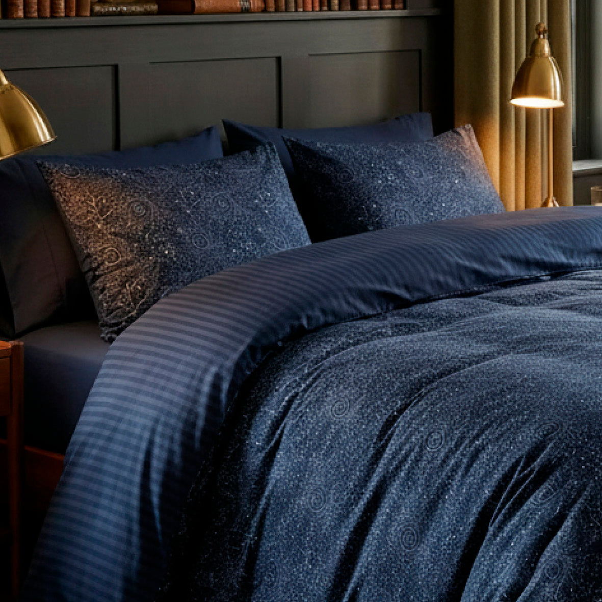 Pillowcase cotton satin - Mystère indigo Dark blue