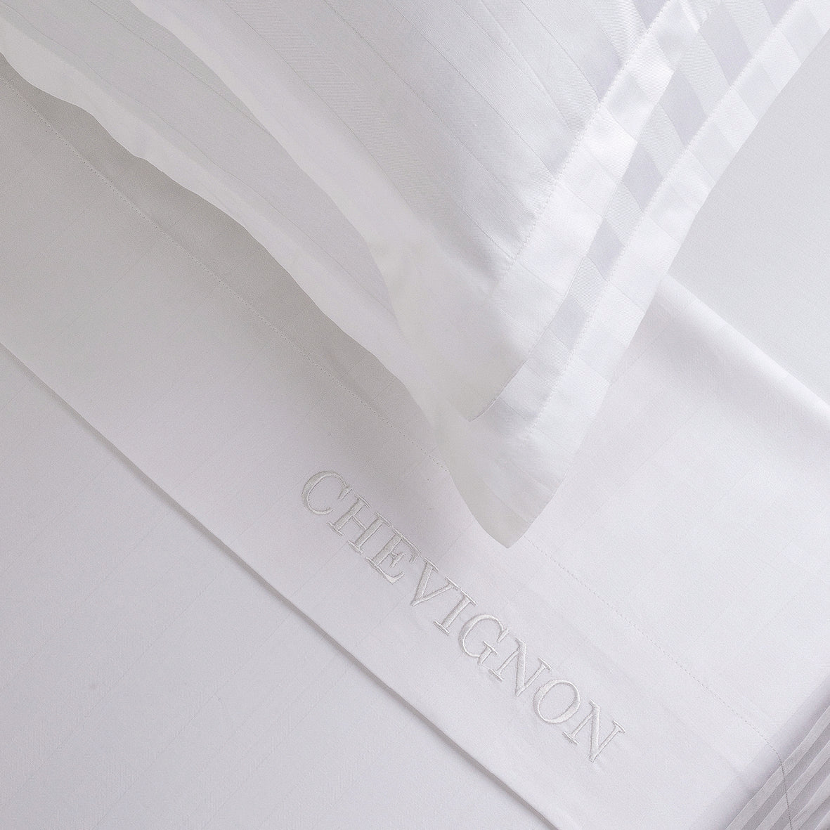 Sheet set cotton satin + bedspread polyester corduroy - Dobby stripe woven / Flower Taupe