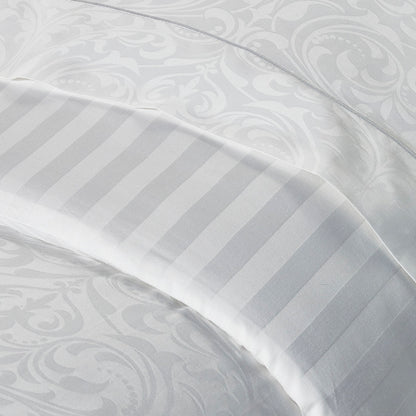 Baby blanket cotton satin Jacquard woven Victorian White - 80 x 120 cm