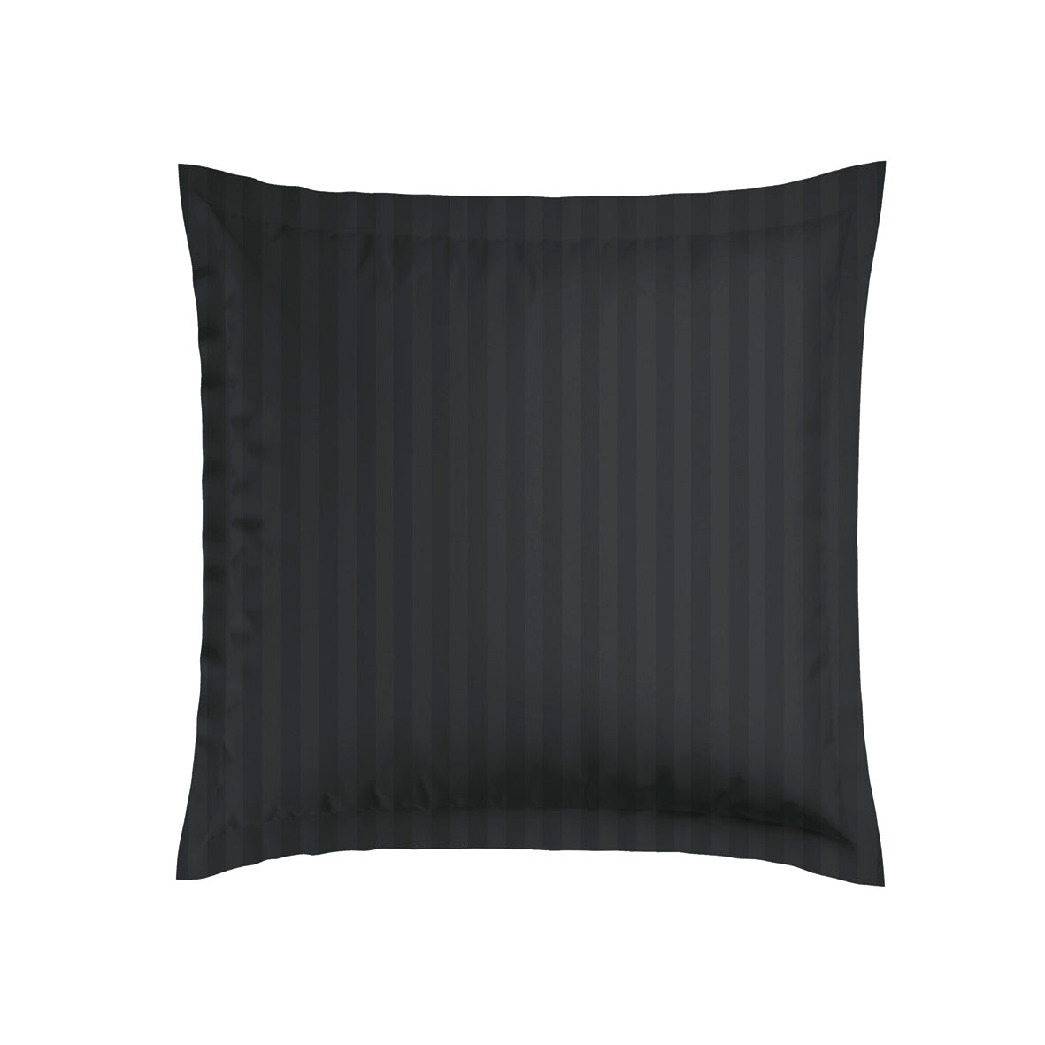 Pillowcase(s) cotton satin - Jacquard woven - dobby stripe black 2 x (63 x 63 cm)