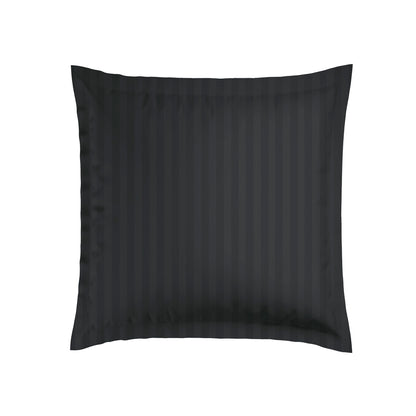 Pillowcase(s) cotton satin - Jacquard woven - dobby stripe black 2 x (63 x 63 cm)