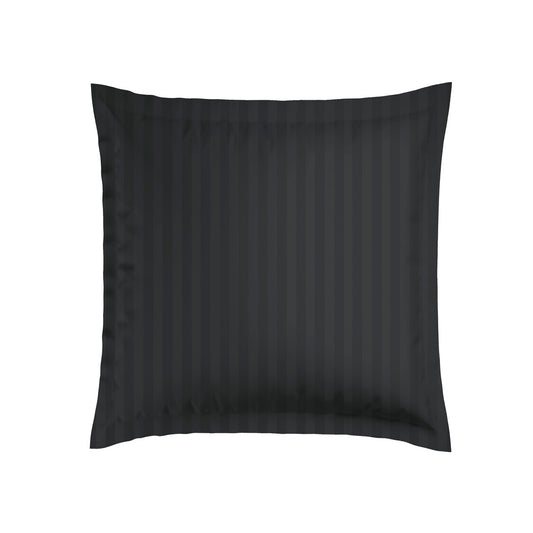 Pillowcase(s) cotton satin - Jacquard woven - dobby stripe black 2 x (63 x 63 cm)