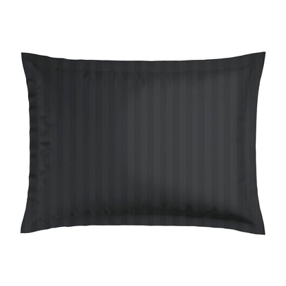 Pillowcase(s) cotton satin - Jacquard woven - dobby stripe black 2 x (50 x 70 cm)