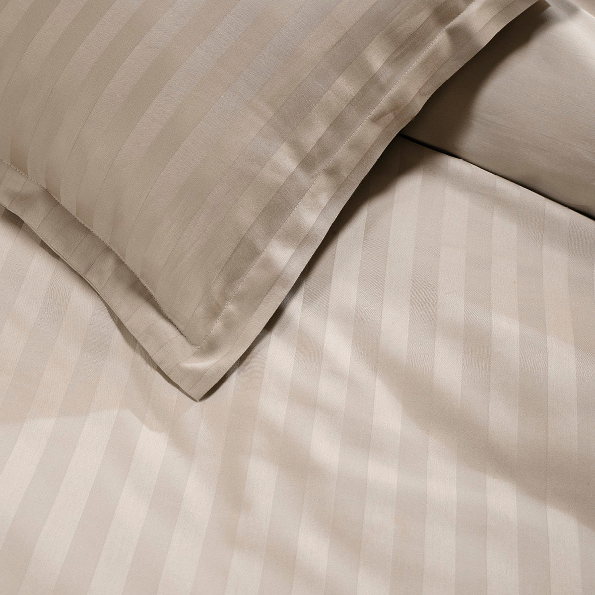 Duvet cover + pillowcase baby cotton satin - Jacquard woven - dobby stripe taupe