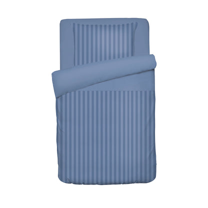 Duvet cover + pillowcase baby cotton satin - Jacquard woven - dobby stripe blue 80 x 120 cm + 35 x 45 cm