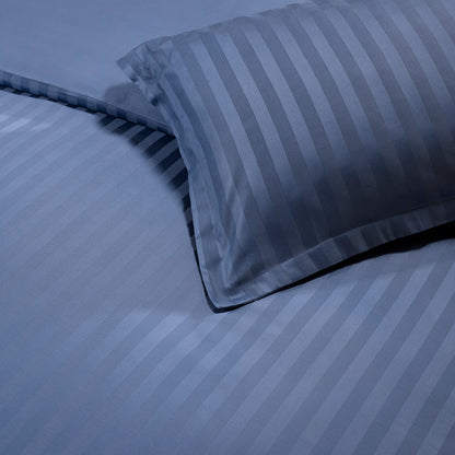 Duvet cover + pillowcase baby cotton satin - Jacquard woven - dobby stripe blue