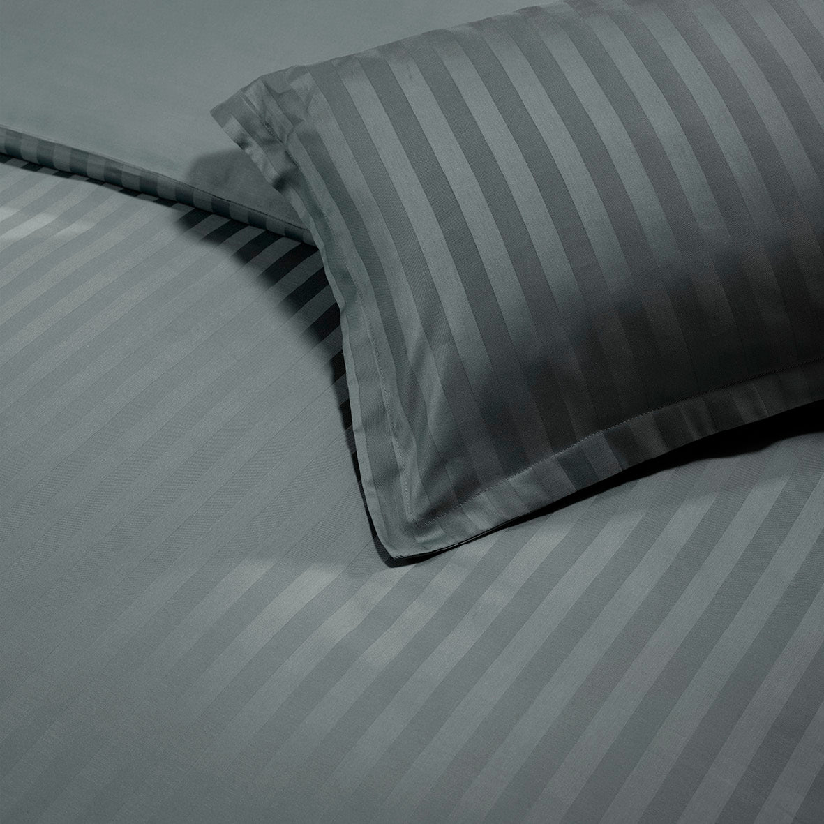 Duvet cover + pillowcase baby cotton satin - Jacquard woven - dobby stripe dark grey