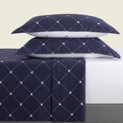 Sheet set : fitted sheet, flat sheet, pillowcase(s) in satin cotton - Canards Evy blue