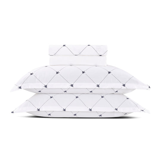 Sheet set : fitted sheet, flat sheet, pillowcase(s) in satin cotton - Canards Evy white