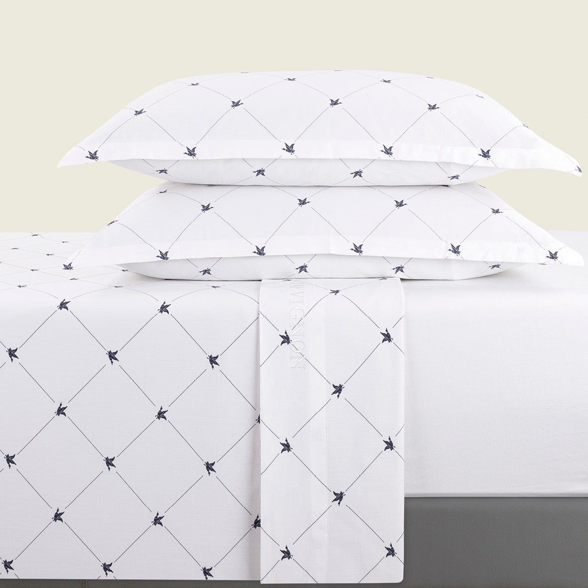 Sheet set : fitted sheet, flat sheet, pillowcase(s) in satin cotton - Canards Evy white