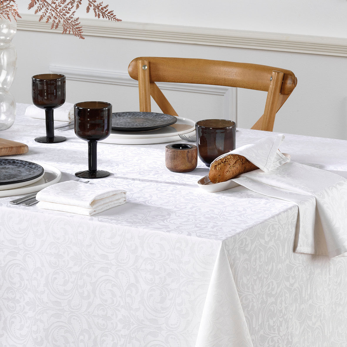 Set of 4 napkins Jacquard woven - Victorian White