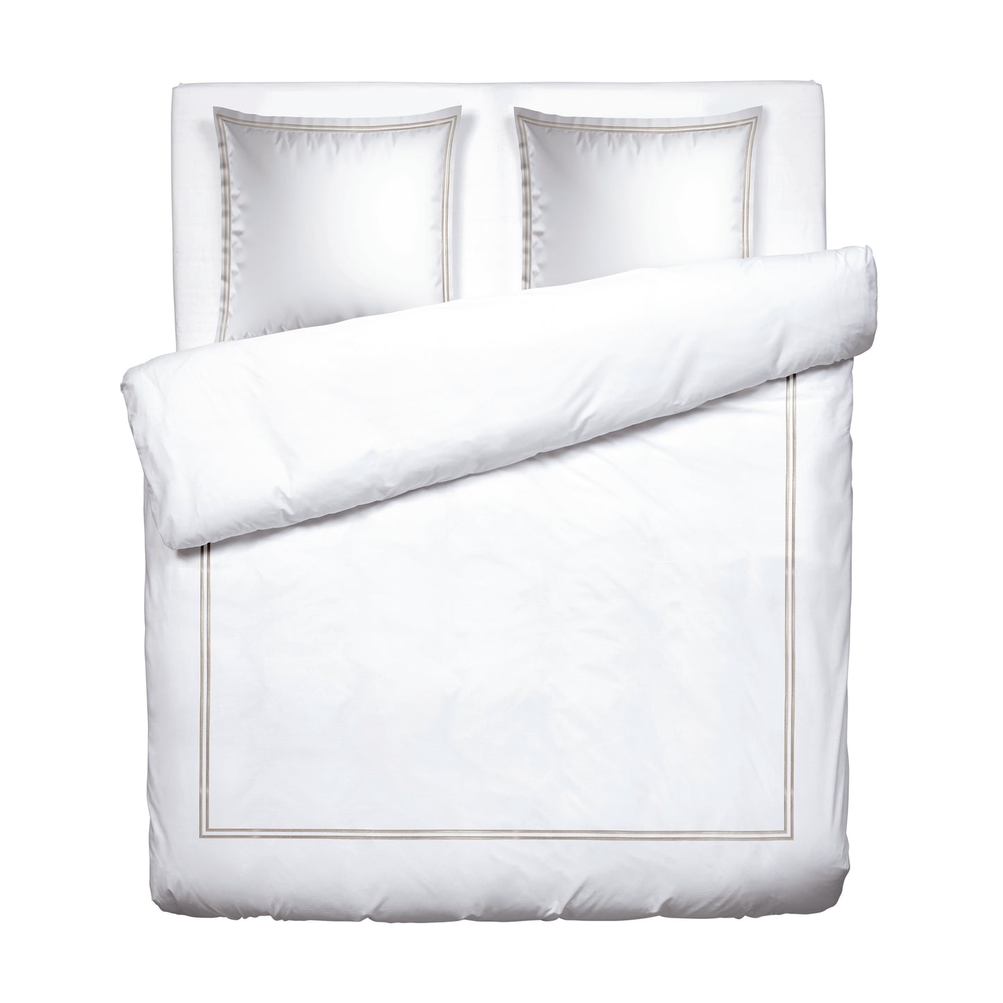 Duvet cover + pillowcase(s) cotton satin - Bastia Taupe / White