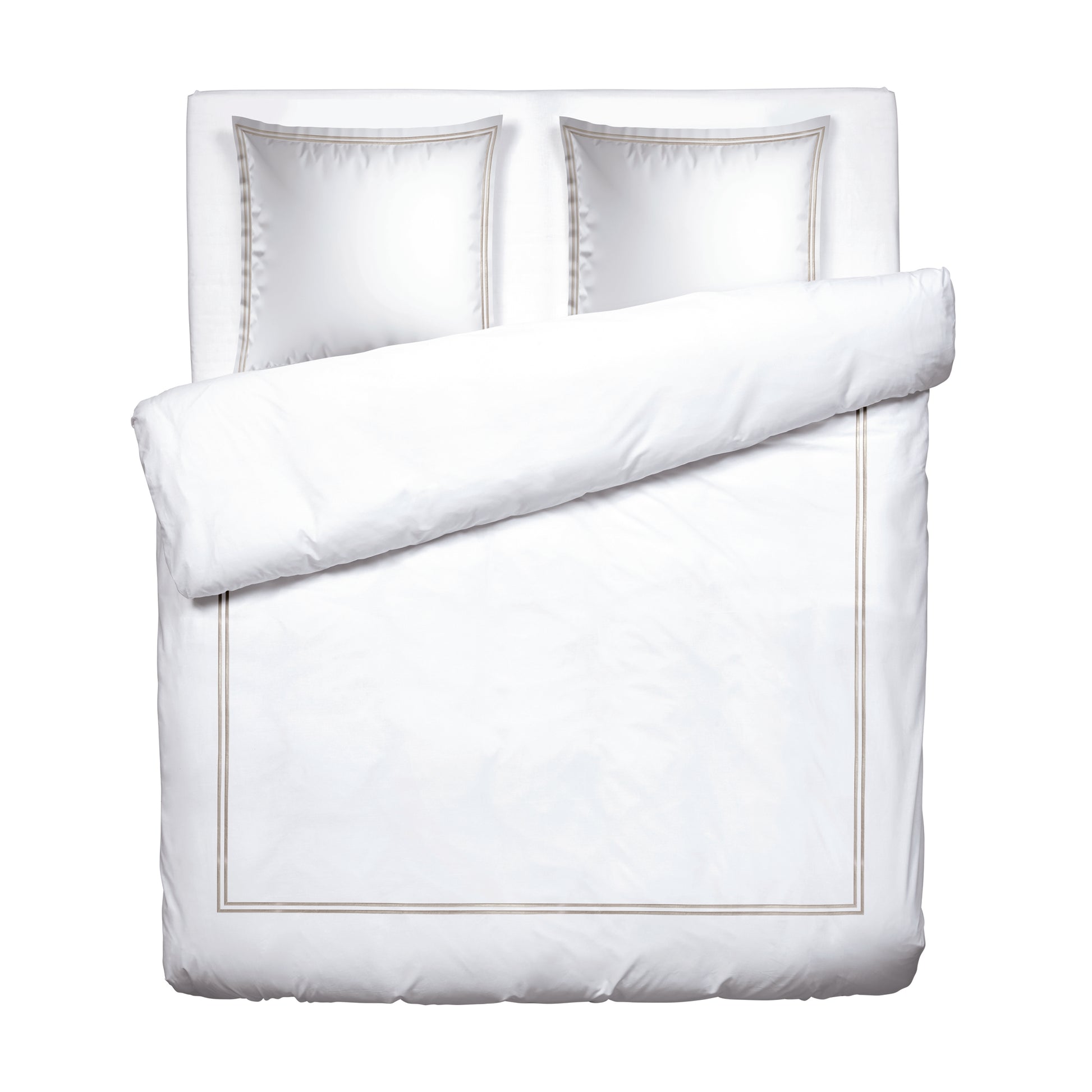 Duvet cover + pillowcase(s) cotton satin - Bastia Taupe / White