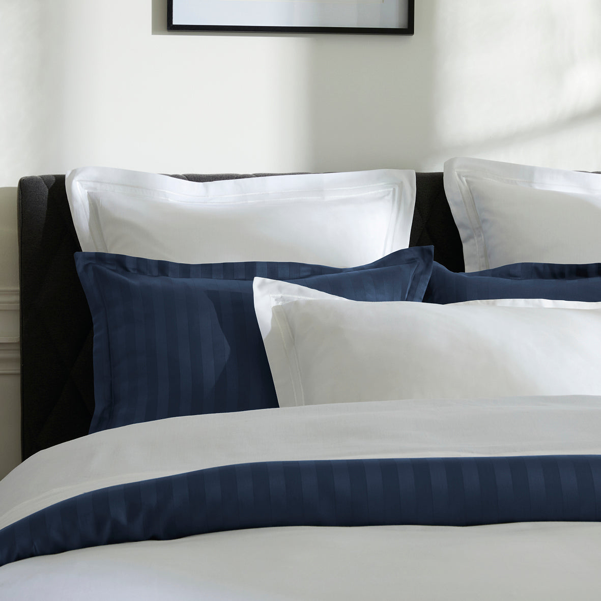 Duvet cover + pillowcase(s) cotton satin - Bastia White / White