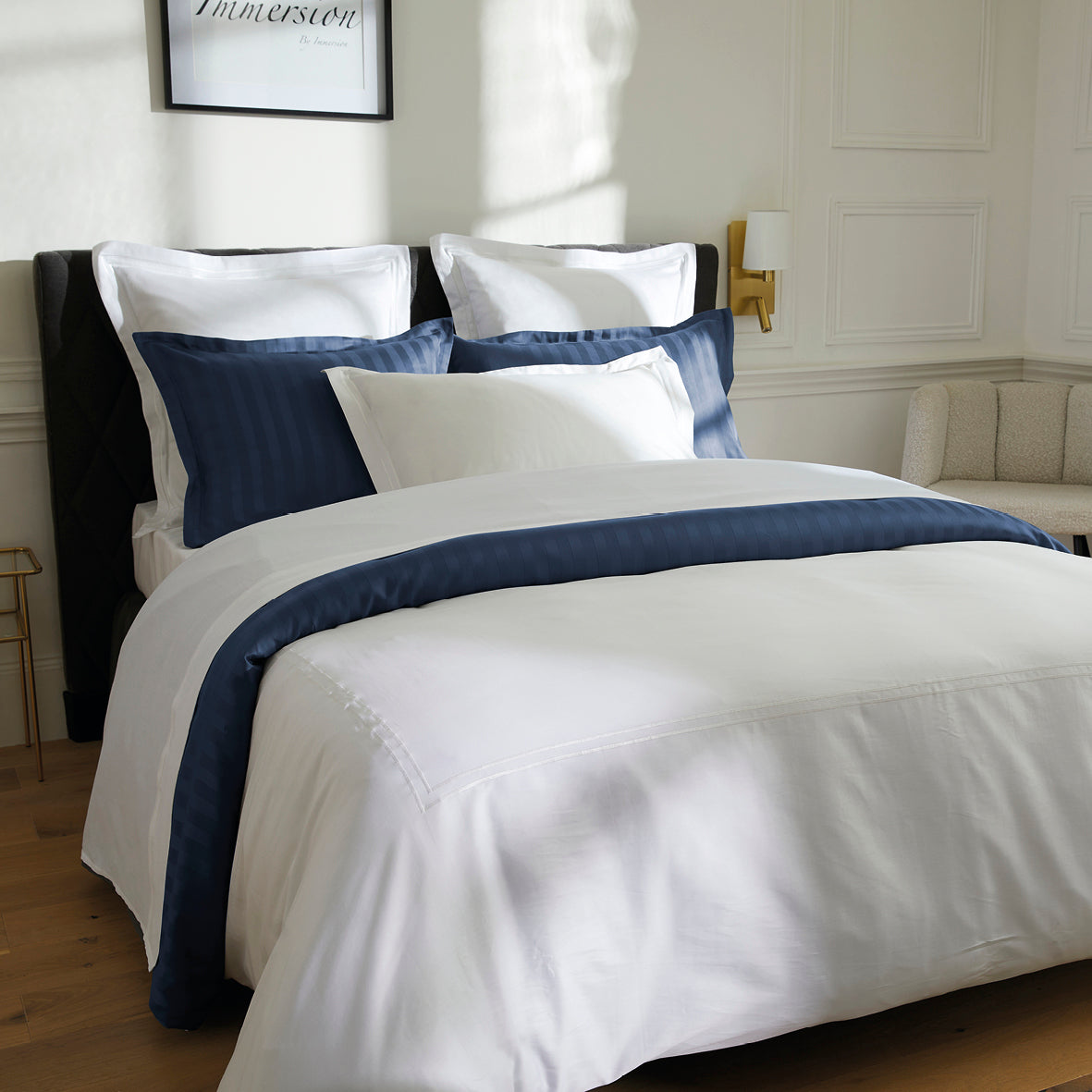 Duvet cover + pillowcase(s) cotton satin - Bastia White / White