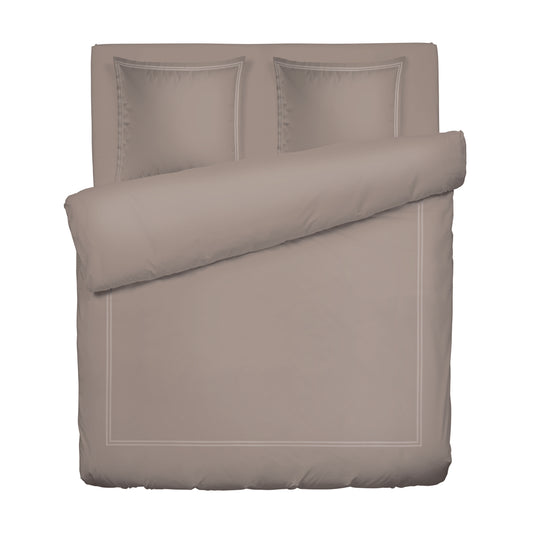 Duvet cover + pillowcase(s) cotton satin - Bastia Taupe / Taupe