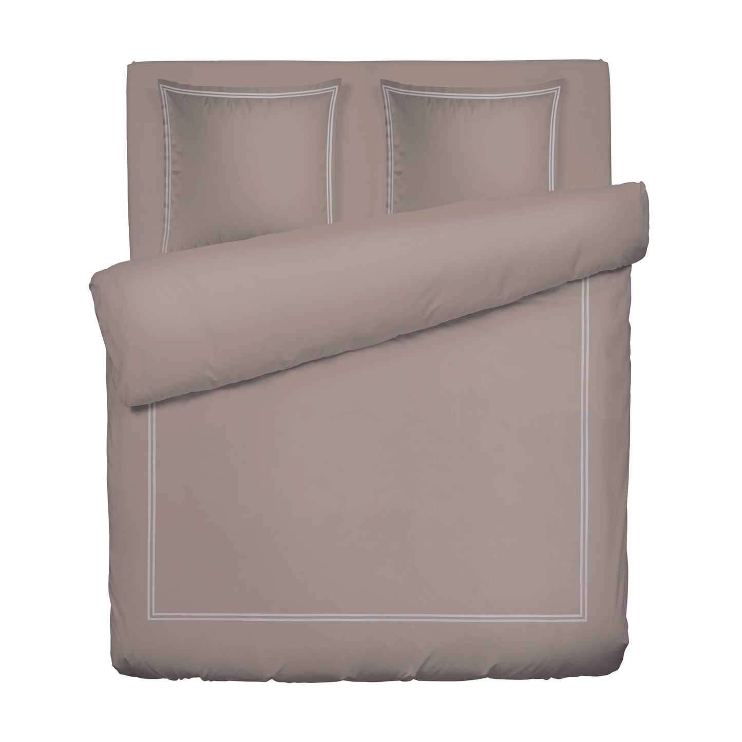 Duvet cover + pillowcase(s) cotton satin - Saint-Tropez Taupe / White