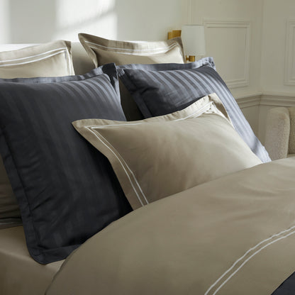 Pillowcase(s) cotton satin - Bastia White / Taupe