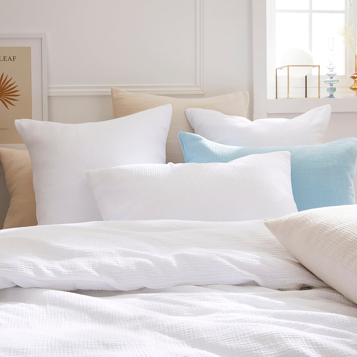 Pillowcase(s) cotton gauze - Uni White