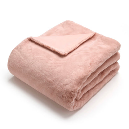 Plaid imitation fourrure - Rose clair - 130 x 180 cm