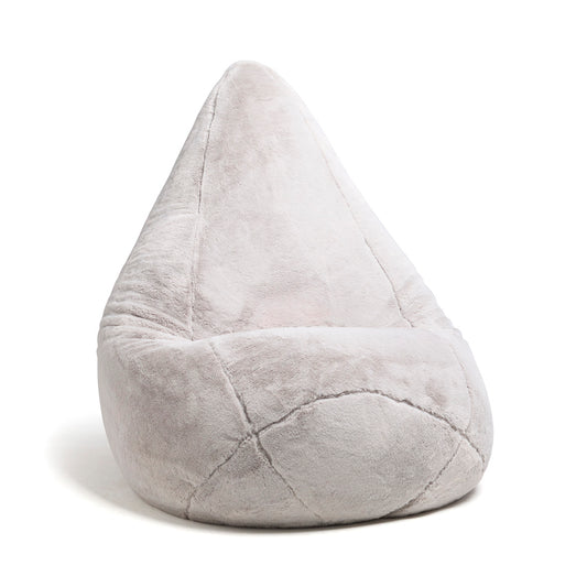 Housse de pouf sans rembourrage - douce en fausse fourrure - Gris - 130 x 80 cm