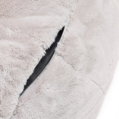 Housse de pouf sans rembourrage - douce en fausse fourrure - Gris - 130 x 80 cm