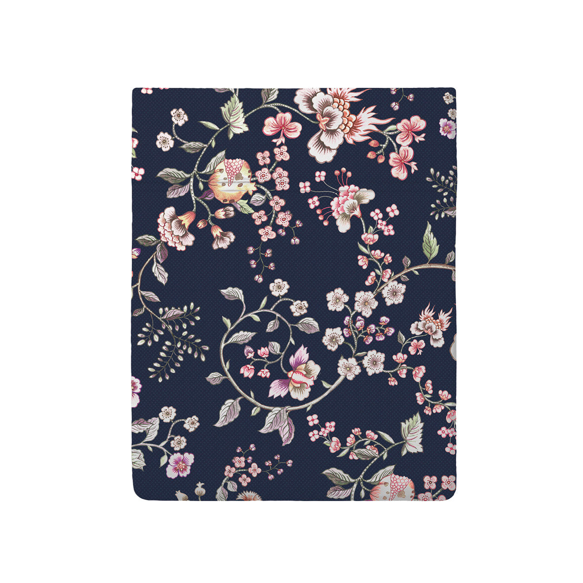 Flat sheet cotton satin - Murmure floral Dark blue