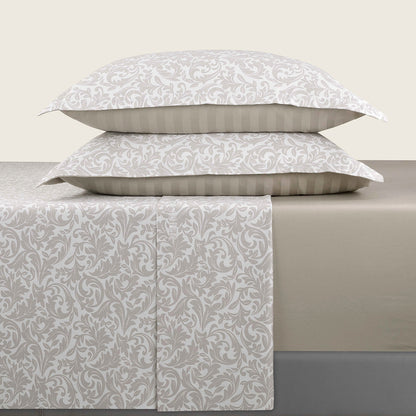 Ensemble de draps satin de coton - Damask Floralia Taupe