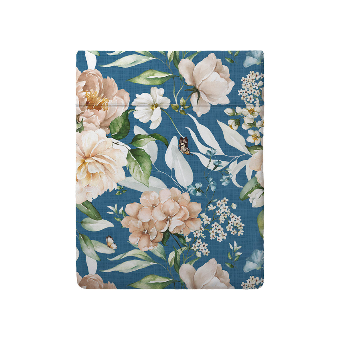 Flat sheet cotton satin - Jardin de Fleurs Blue
