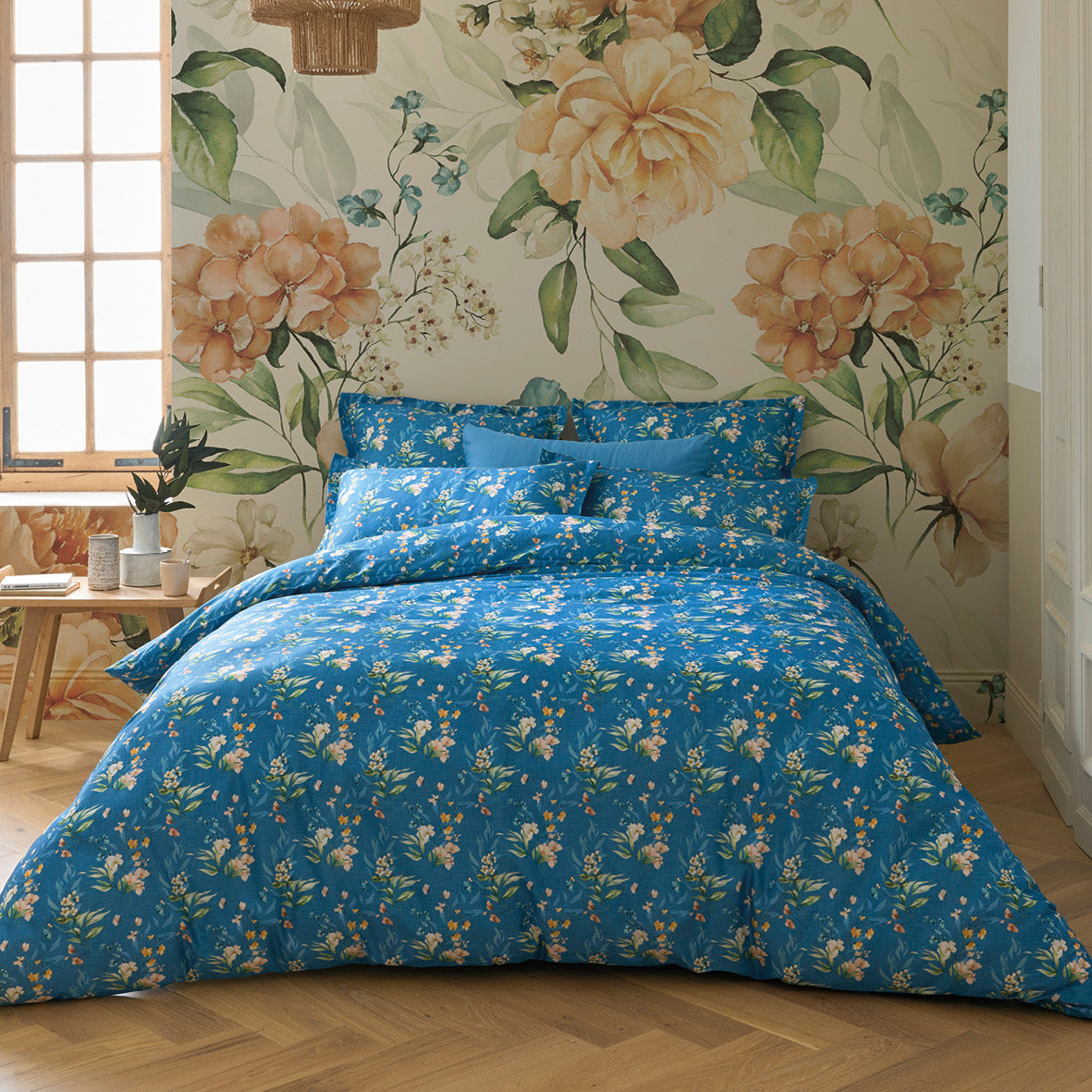Flat sheet cotton satin - Belle de nuit Blue