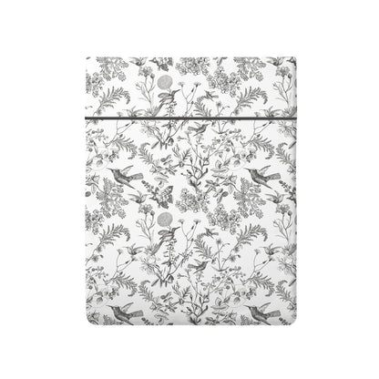 Flat sheet cotton satin - Colibri botanique Black grey