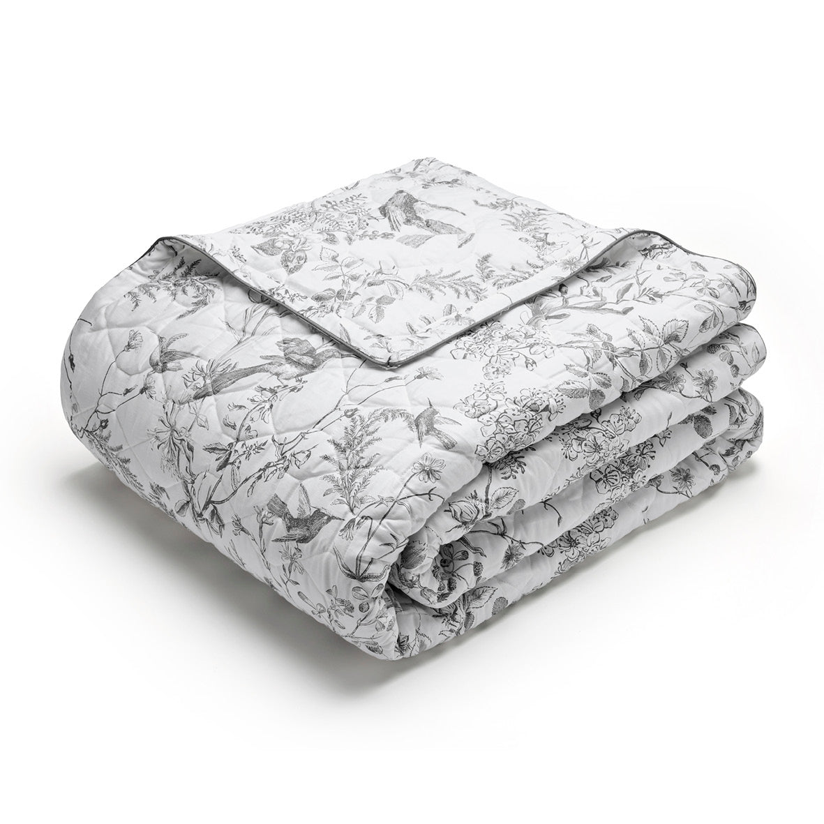 Bedspread XL Colibri botanique Black grey - 220 x 250 cm
