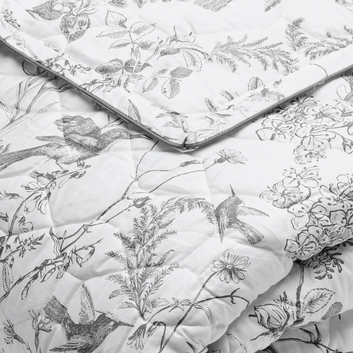 Bedspread XL Colibri botanique Black grey - 220 x 250 cm