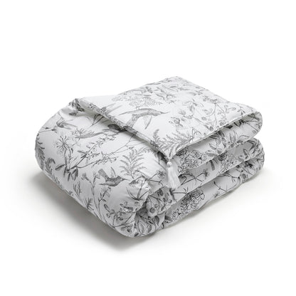 Quilt with tassels Colibri botanique Black grey - 140 x 200 cm