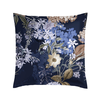 Pillowcase(s) cotton satin - Floraison d'hortensias dark blue