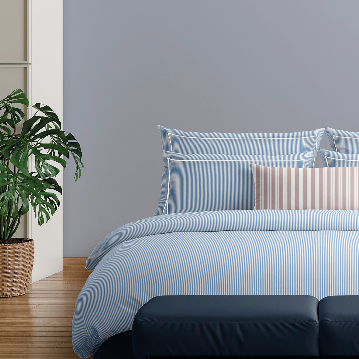 Pillowcase(s) cotton percale - Nantes Light blue