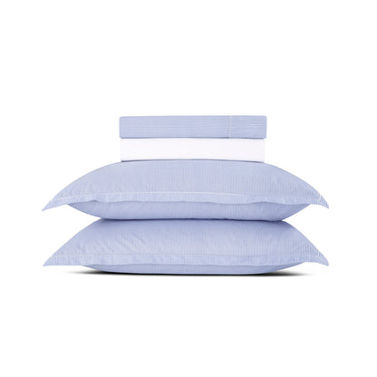 Ensemble de draps coton percale - Nantes Bleu clair