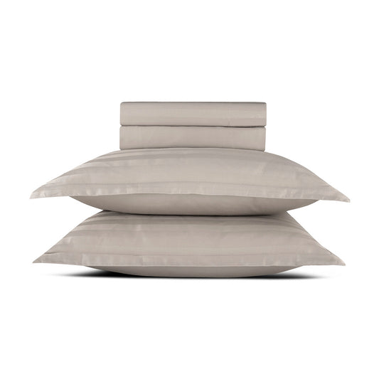 Sheet set cotton satin - Dobby stripe woven Taupe