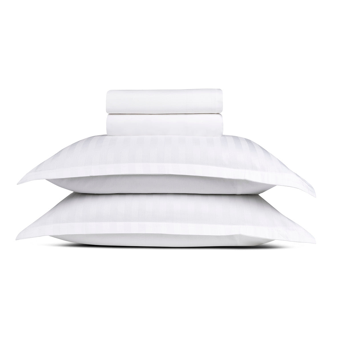 Sheet set cotton satin - Dobby stripe woven White