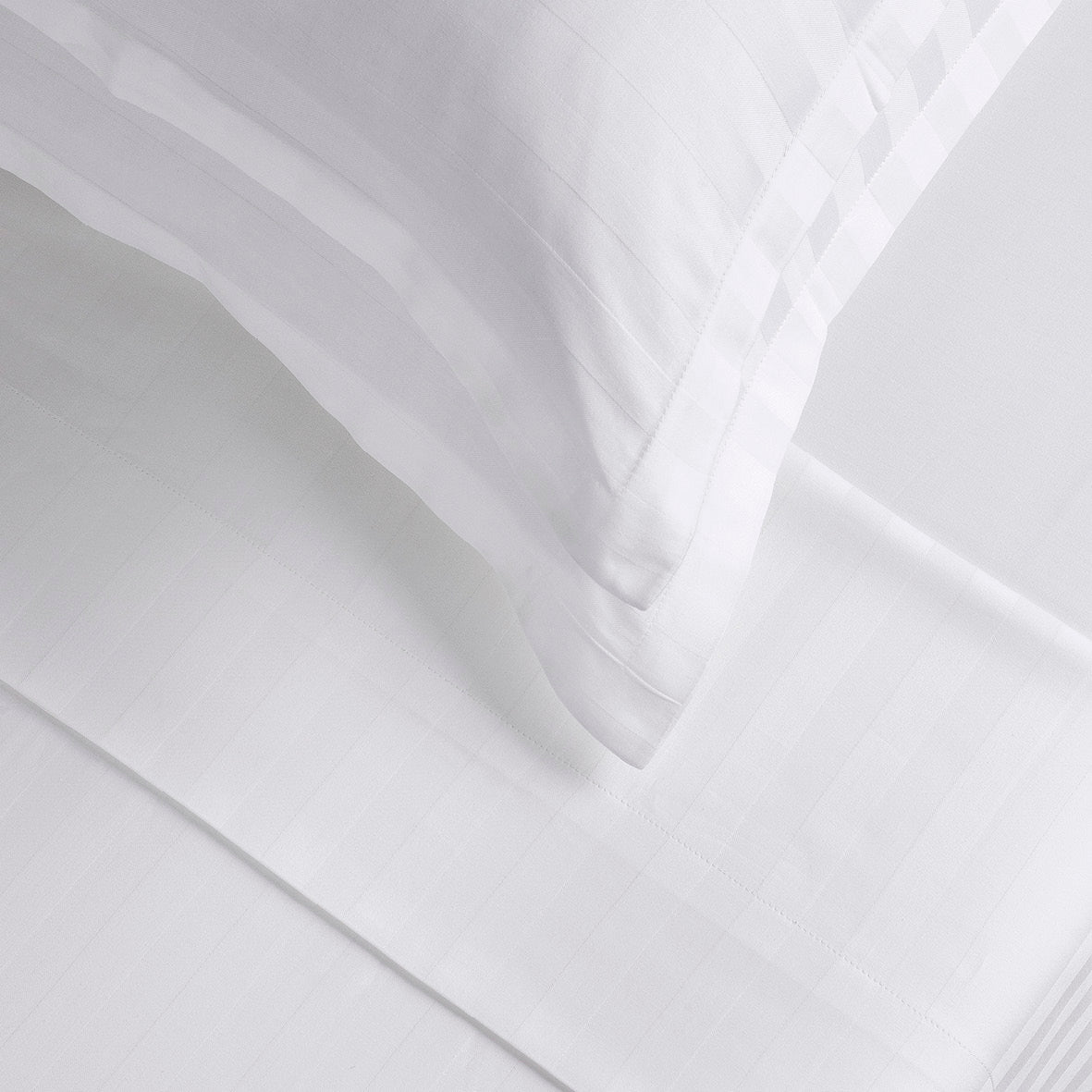 Sheet set cotton satin - Dobby stripe woven White