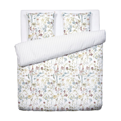 Duvet cover + pillowcase(s) cotton satin - Colibri chantant White