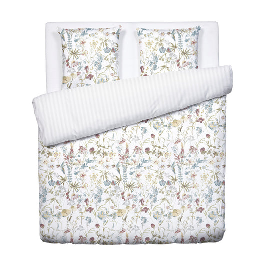 Duvet cover + pillowcase(s) cotton satin - Colibri chantant White