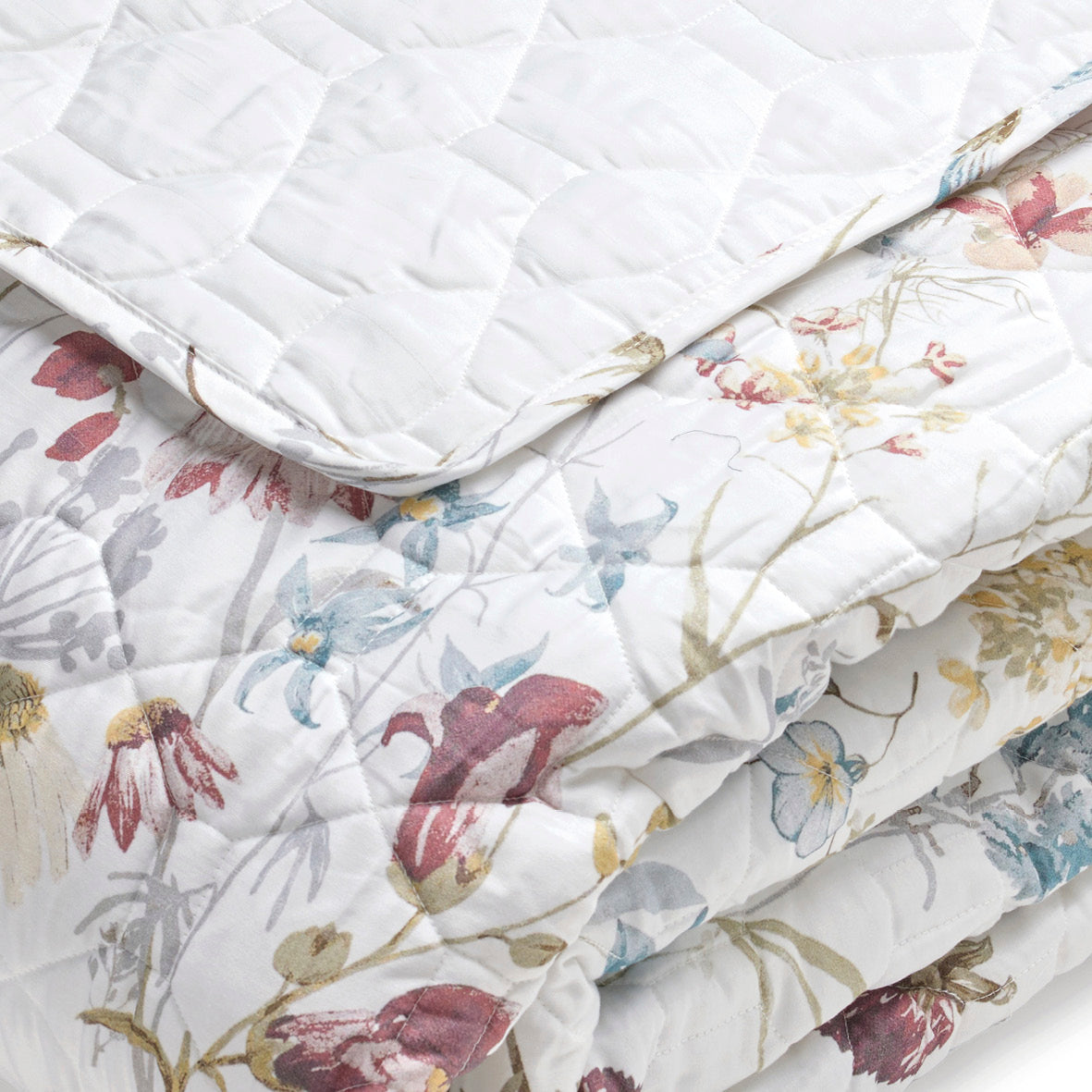 Bedspread cotton satin - Colibri chantant White - 220 x 250 cm