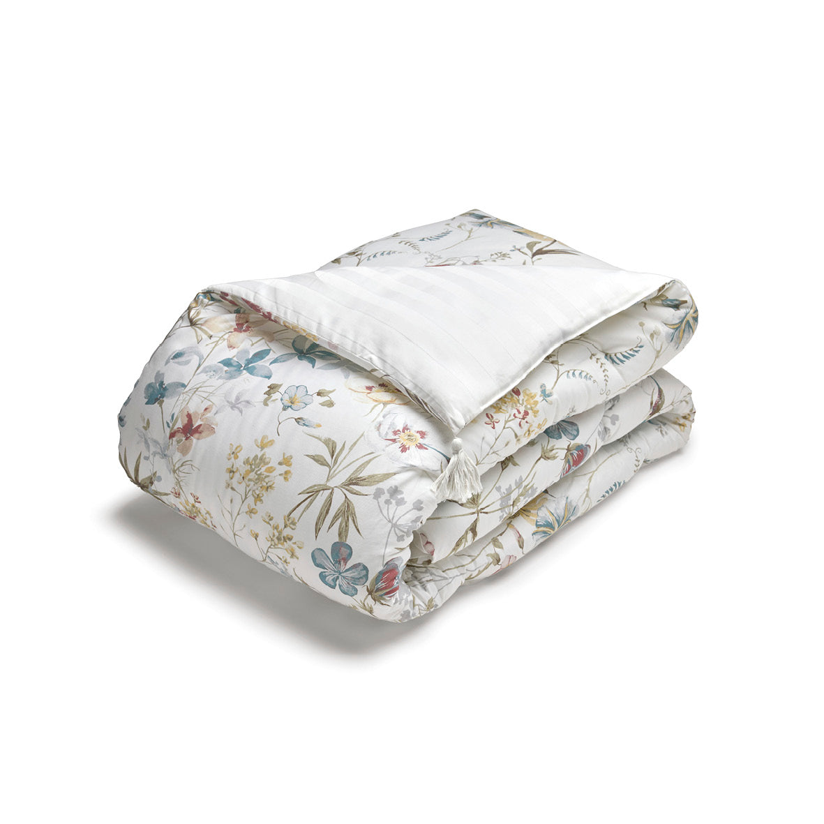 Quilt with tassels cotton satin - Colibri chantant White - 140 x 200 cm