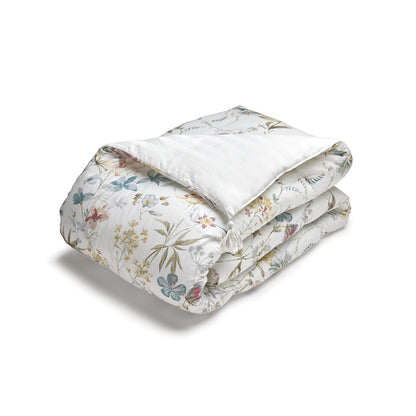 Quilt with tassels cotton satin - Colibri chantant White - 140 x 200 cm