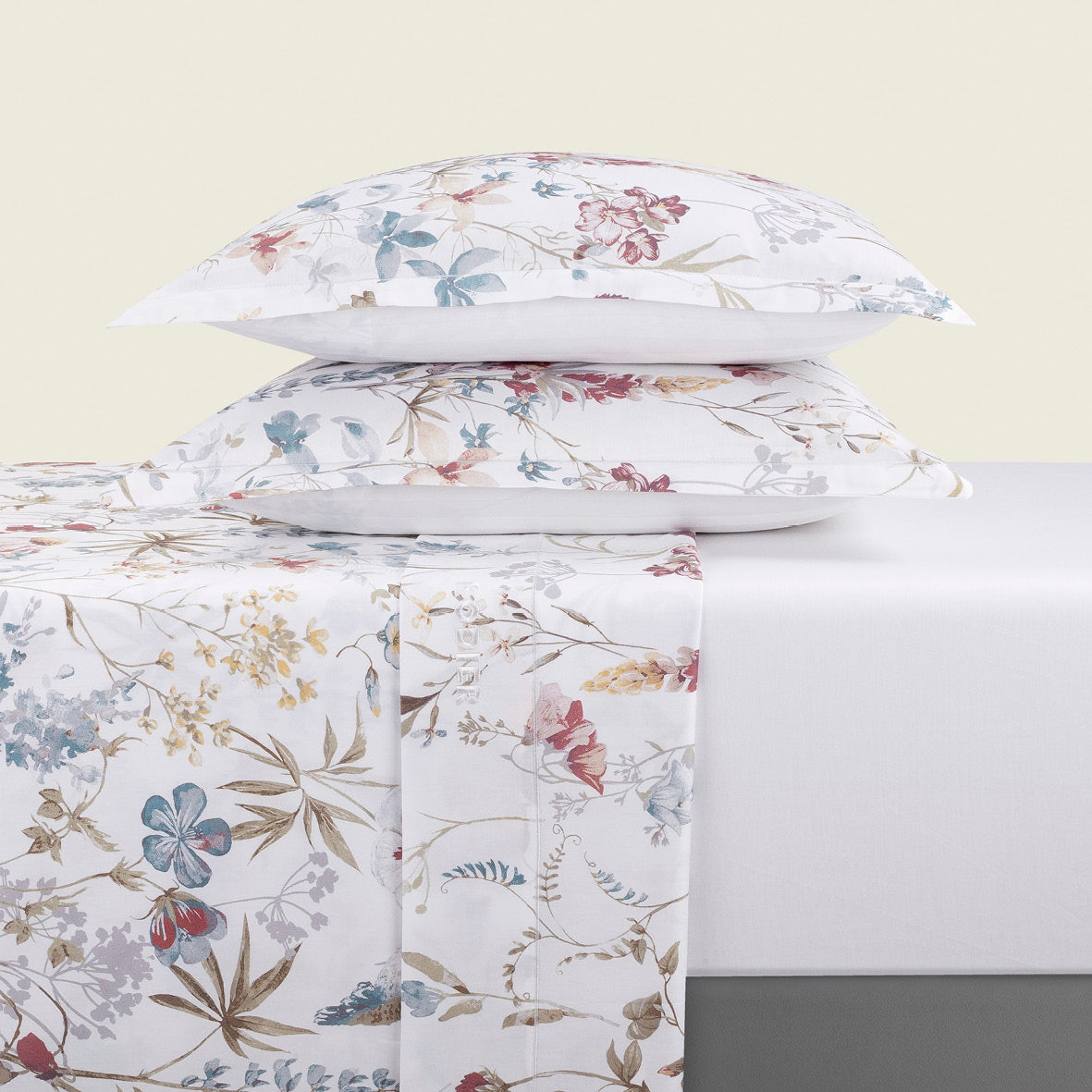 Sheet set cotton satin - Colibri chantant White