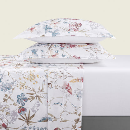 Sheet set cotton satin - Colibri chantant White