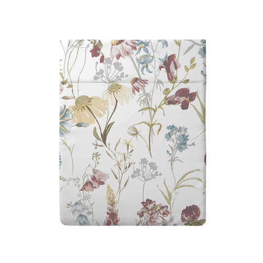 Drap plat satin de coton - Colibri chantant Blanc