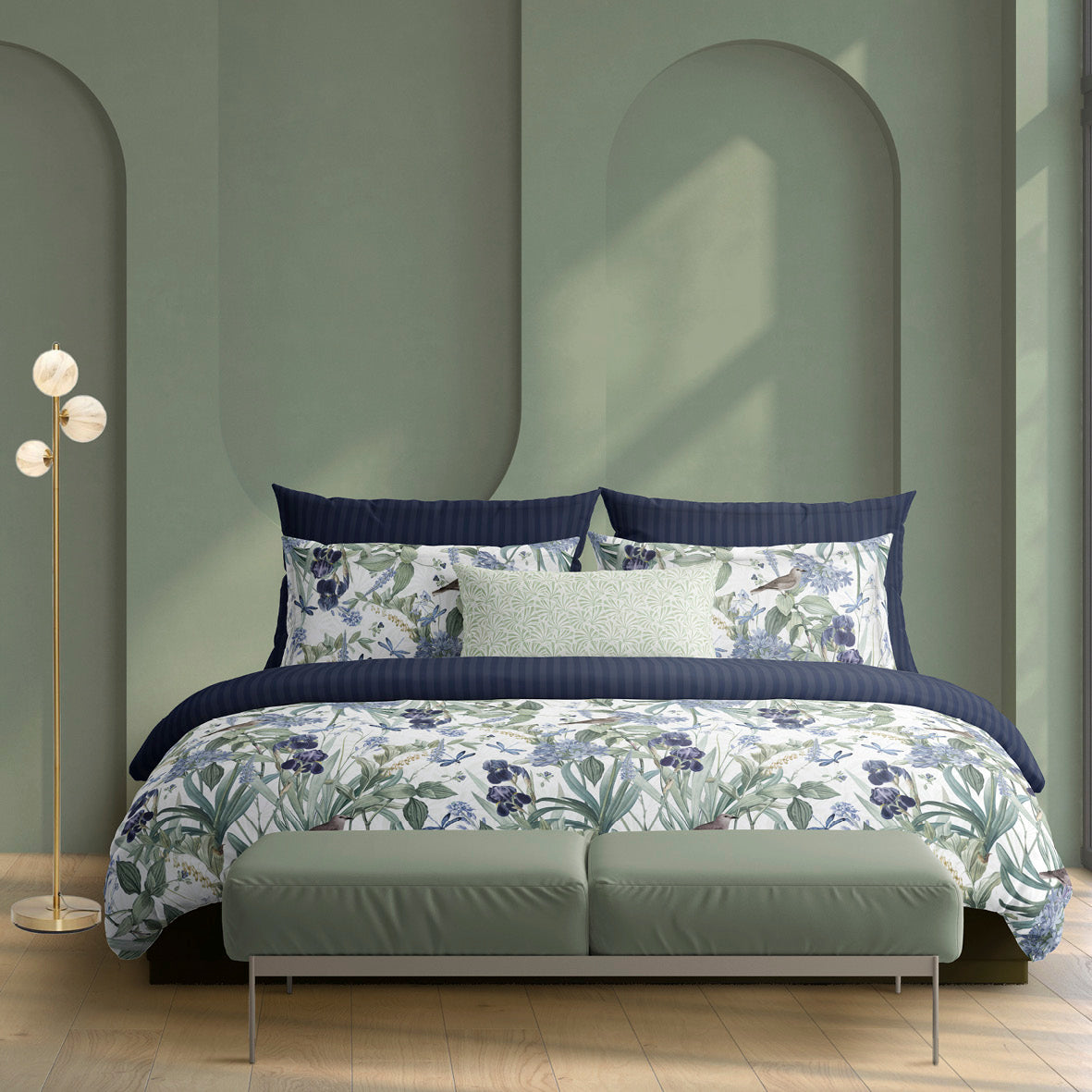 Duvet cover + pillowcase(s) cotton satin - Jardin d'Eden White