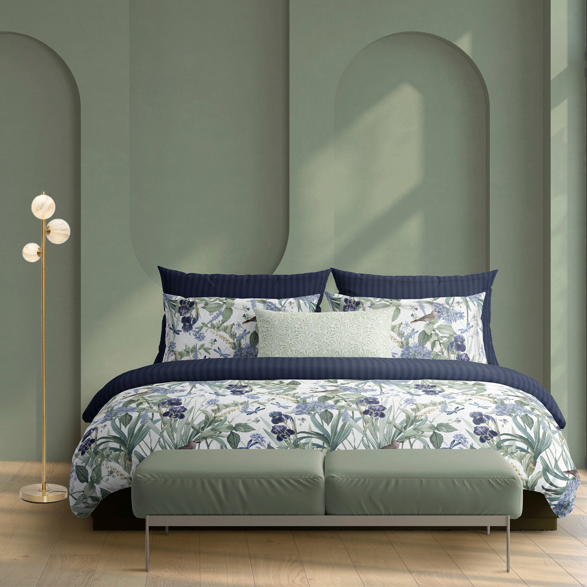 Pillowcase(s) cotton satin - Jardin d'Eden Dark blue